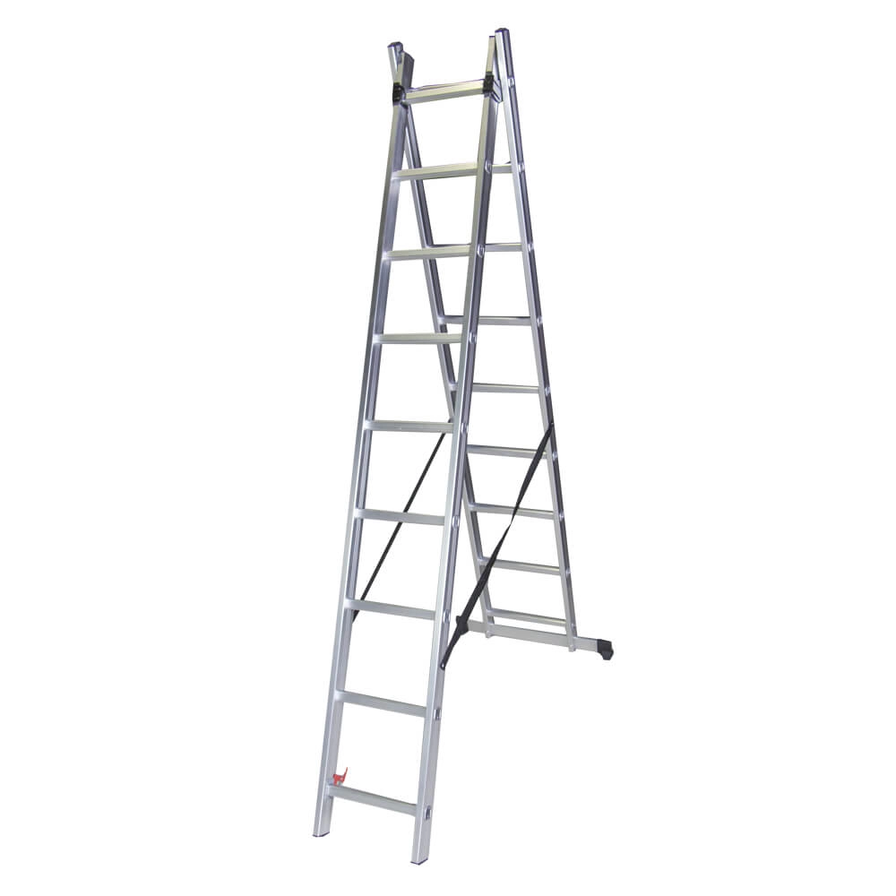 Scari din aluminiu - Scara dubla aluminiu BISONTE STR209 2 x 9 trepte inaltime maxima 4.25 m