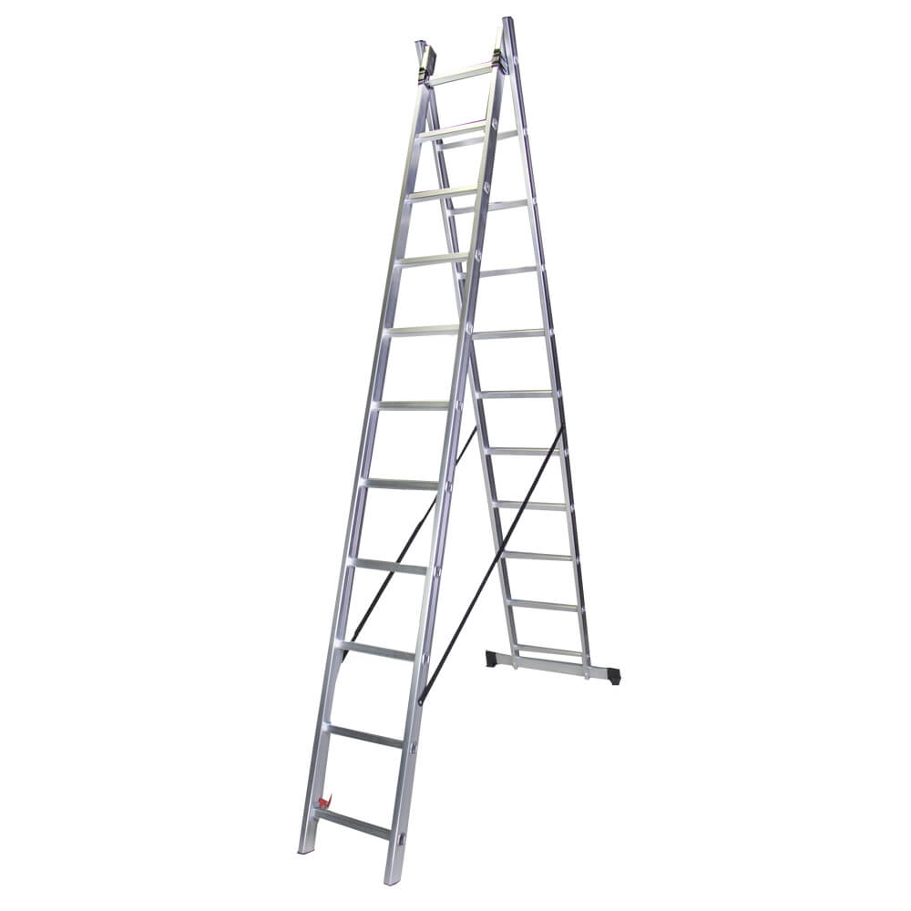 Scari din aluminiu - Scara dubla aluminiu BISONTE STR211 2 x 11 trepte inaltime maxima 5.3m