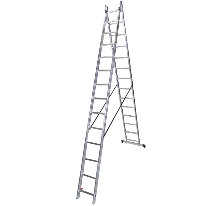 Scari din aluminiu - Scara dubla aluminiu BISONTE STR217 2 x 17 trepte inaltime maxima 8.9 m