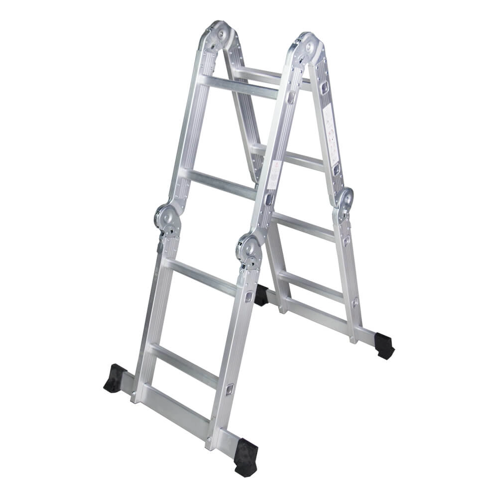 Scari din aluminiu - Scara multifunctionala din aluminiu BISONTE STR402 4 segmente x 2 trepte, inaltime maxima 2.5 m