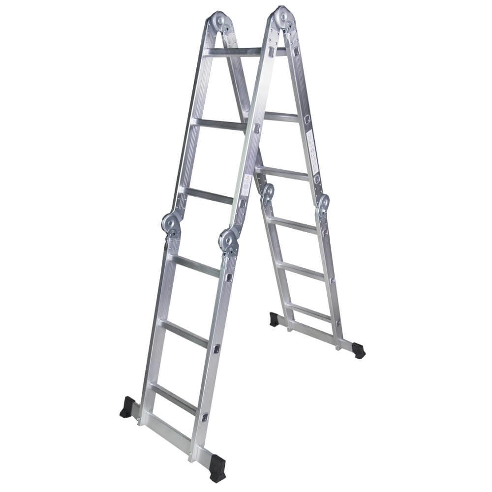 Scari din aluminiu - Scara multifunctionala din aluminiu BISONTE STR403 4 segmente x 3 trepte, inaltime maxima 3.6 m