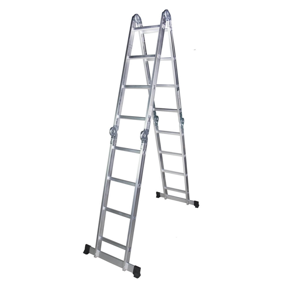 Scari din aluminiu - Scara multifunctionala din aluminiu BISONTE STR404 4 segmente x 4 trepte inaltime maxima 4.60 m