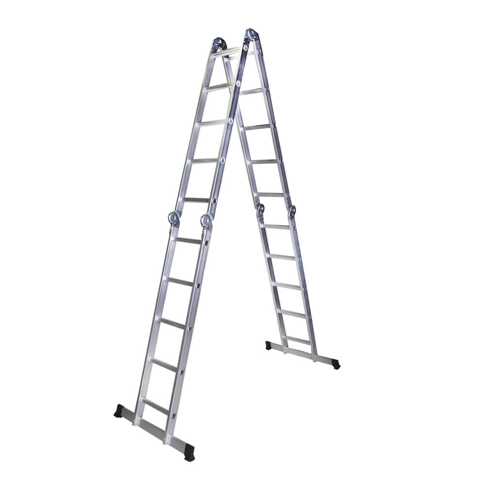 Scari din aluminiu - Scara multifunctionala din aluminiu BISONTE STR405 4 segmente x 5 trepte, inaltime maxima 5.8 m