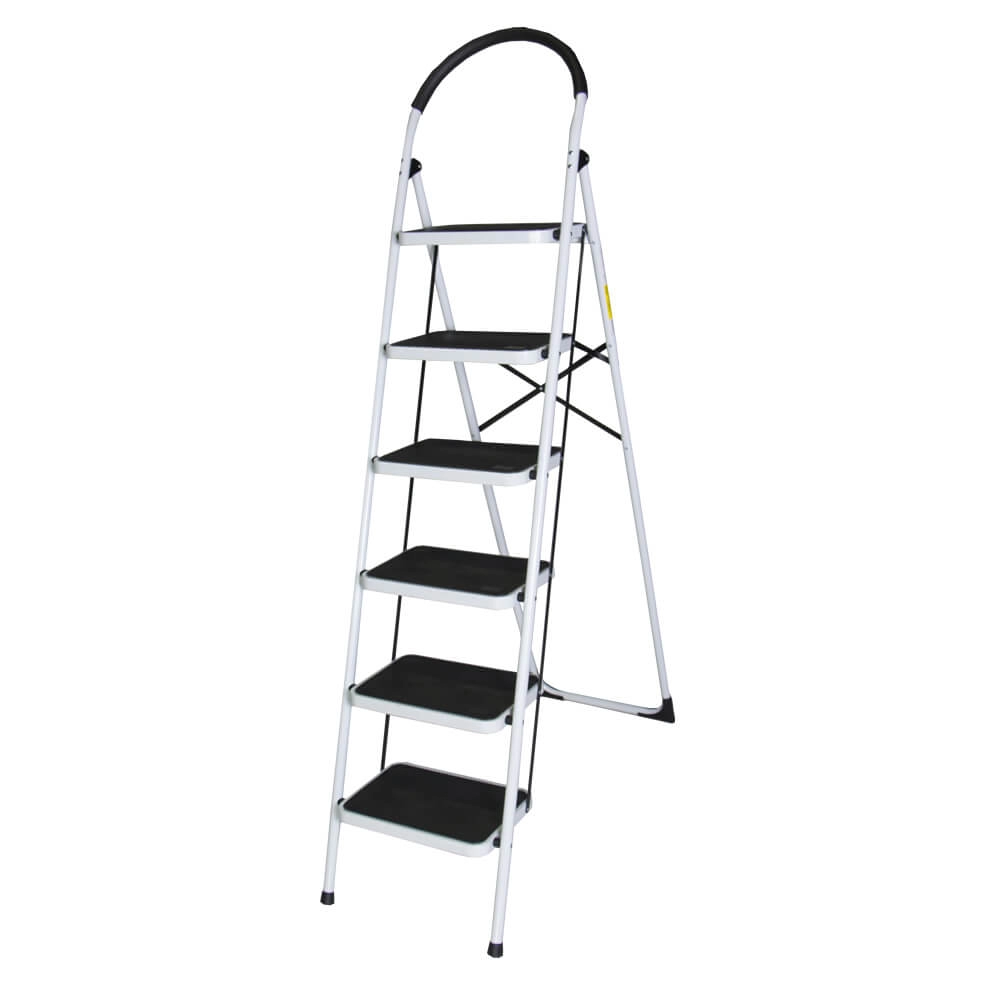 Scari din aluminiu - Scara otel BISONTE STR0206 6 trepte, inaltime maxima 145 cm pentru interior