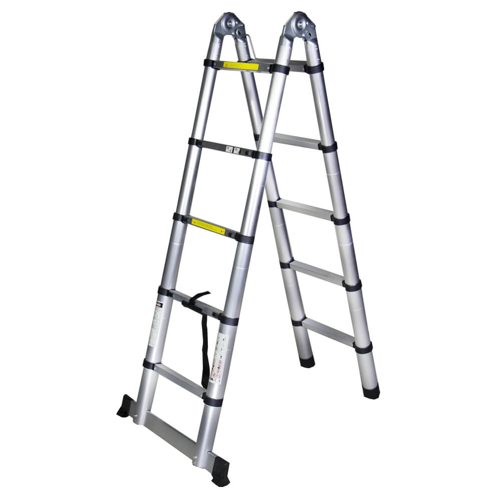 Scari din aluminiu - Scara telescopica dubla aluminiu BISONTE STR3032 2×5 trepte, inaltime maxima 3.2 m