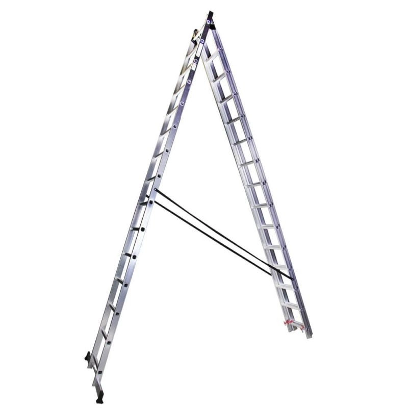Scari din aluminiu - Scara tipla aluminiu BISONTE STR315 3 x 15 trepte inaltime maxima 10,9 m