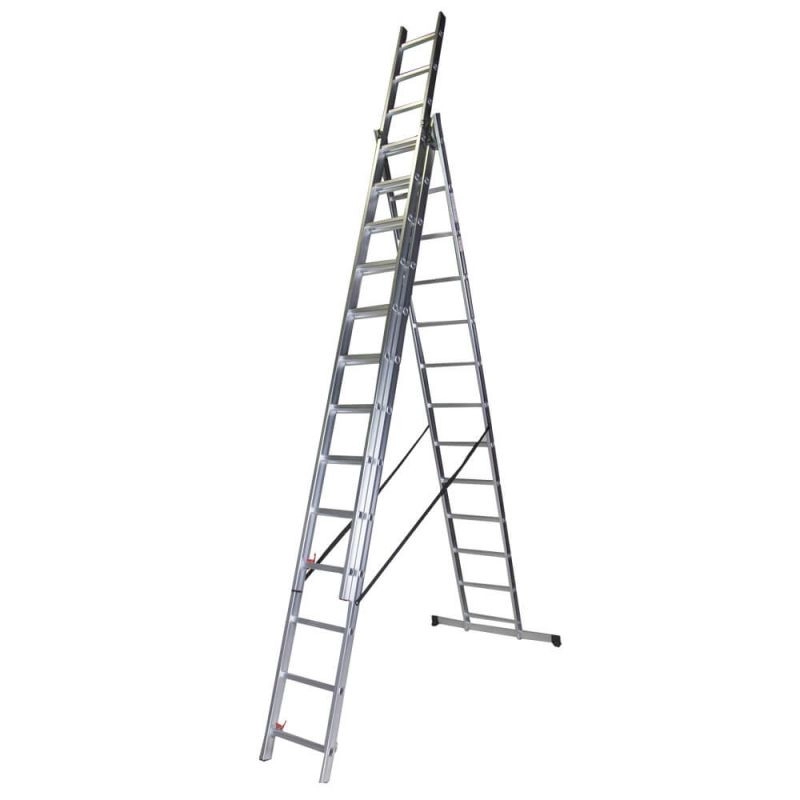 Scara tripla aluminiu BISONTE STR313 3 x 13 trepte inaltime maxima 9.25 m [1]