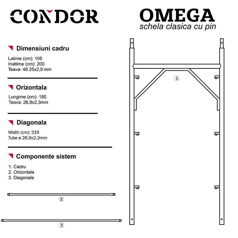 Schela CONDOR Omega 1080 mp, 1.8 x 1.05 x 2.0 m cu pivot, podea din otel zincat, L 36 m / H 30 m [3]