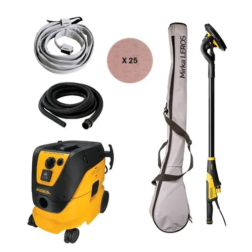 Slefuitoare de pereti si tavane - Set slefuitor MIRKA Leros 950CV si aspirator MIRKA 1230 AFC + furtun de aspiratie 6m si protectie furtun