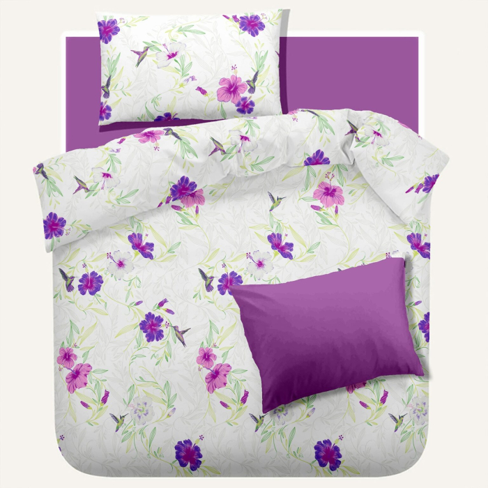 Lenjerie pat Renforce 100% bumbac - Iris Orchid [2]
