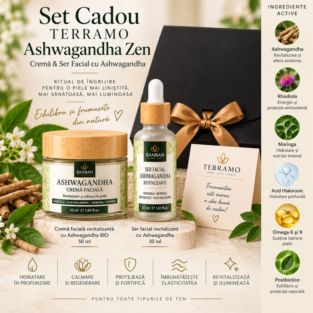 Set Cadou TERRAMO Ashwagandha Zen – Cremă și Ser Facial [2]