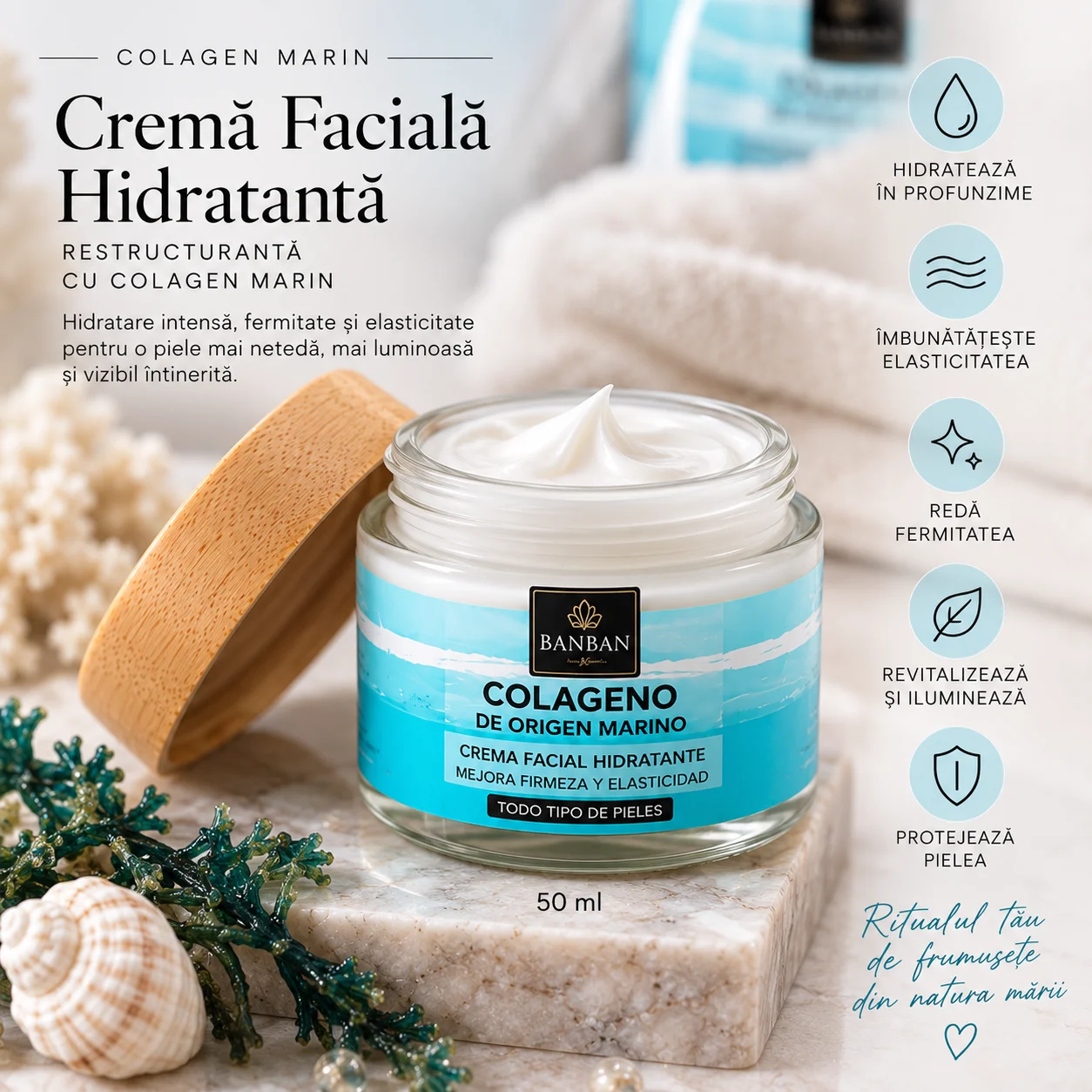 Îngrijire ten - Cremă Facială cu Colagen Marin 50 ml – BANBAN