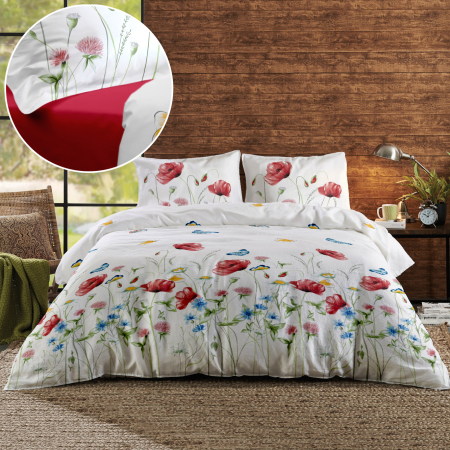 Lenjerii bumbac 100% - Lenjerie pat Renforce desen Summer Shades, 100% bumbac