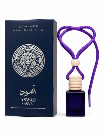 Seturi cadou - Parfum Arabesc ASWAD AQUA 100 ml + Cadou Odorizant Auto cu Ulei de Lavandă | Terramo