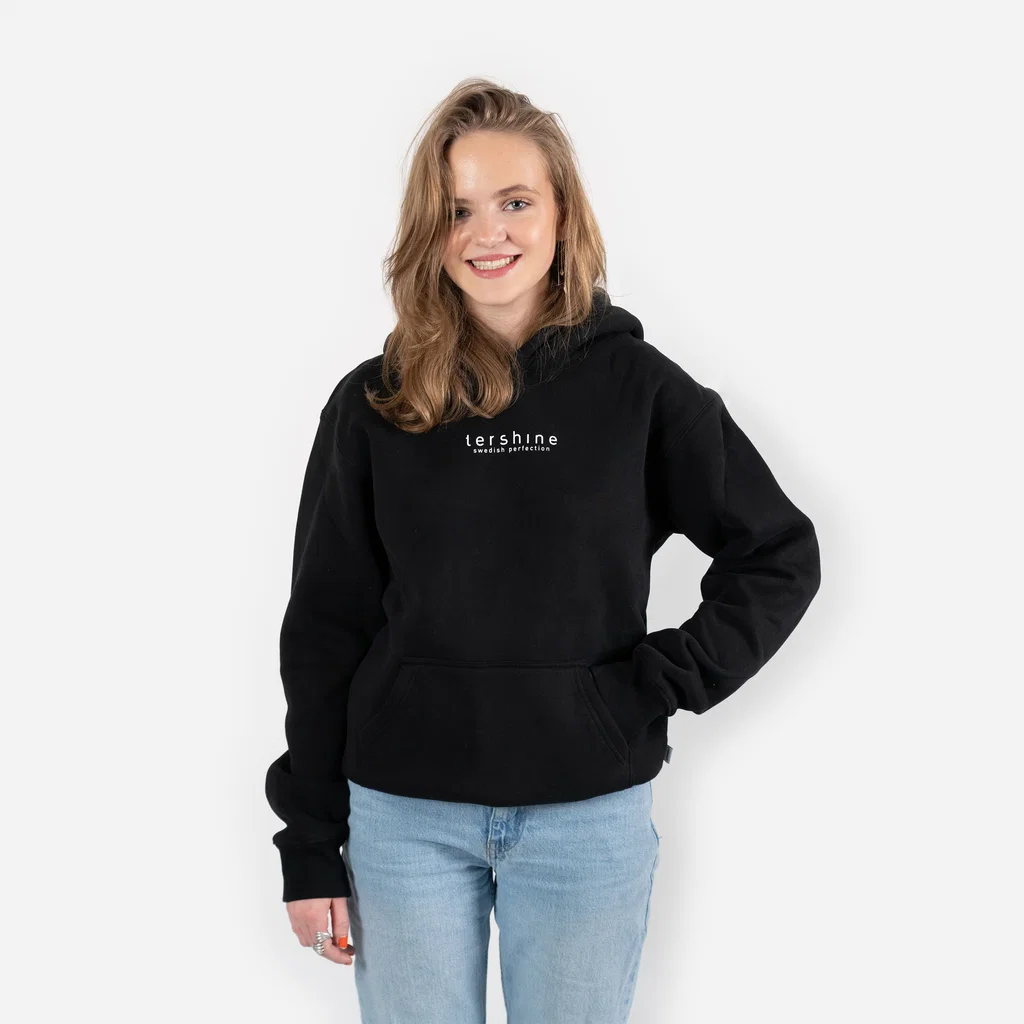 Hanorac negru cu logo discret, 340 gsm [6]