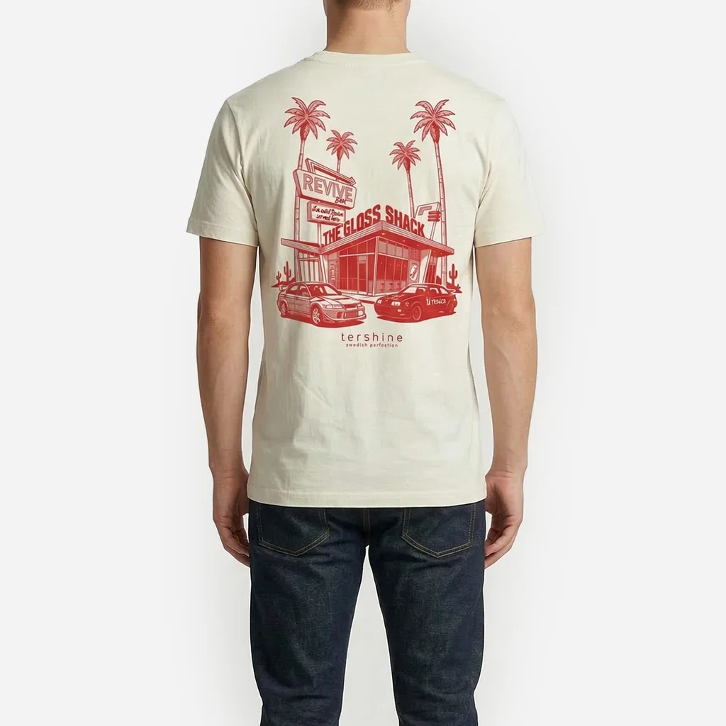 Tricou negru croială clasică cu print mare pe spate [4]