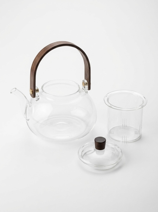 Ceainic din sticla borosilicata cu infuzor si maner din lemn - 800 ml [4]