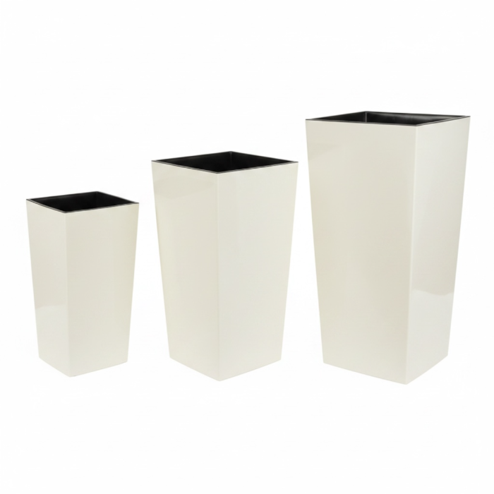 Ghiveci decorativ Lamela Finezja cu insert interior, 3 dimensiuni - CREM LUCIOS [3]