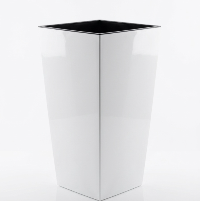 Ghiveci decorativ Lamela Finezja cu insert interior, 3 dimensiuni - ALB LUCIOS [5]