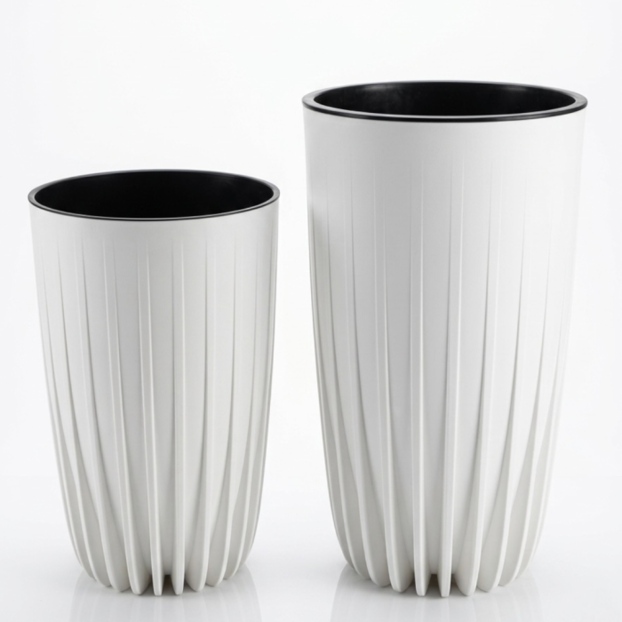 Ghiveci decorativ Lamela Mira Wysoka cu insert interior, 2 dimensiuni - ALB [3]