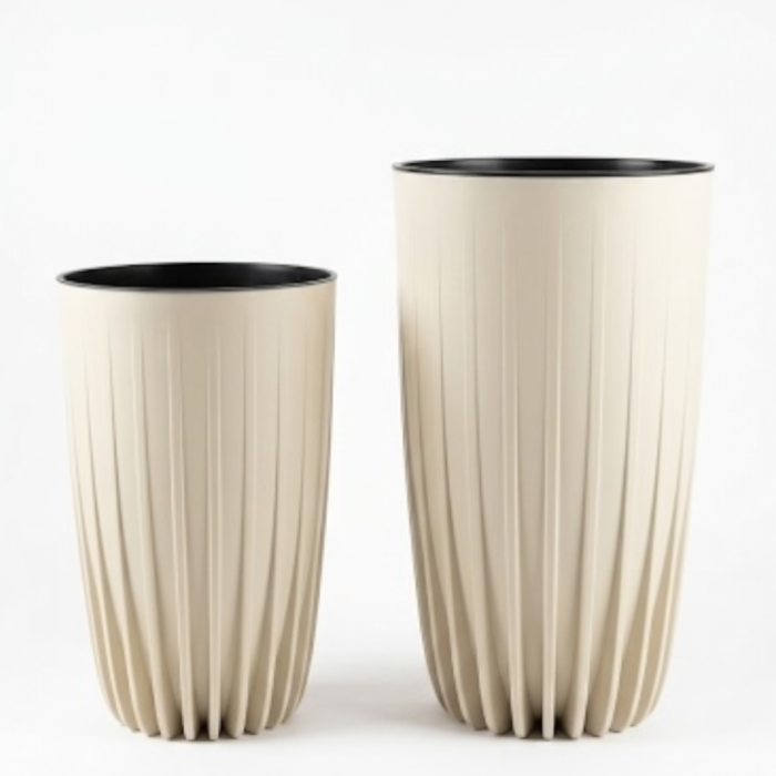 Ghiveci decorativ Lamela Mira Wysoka cu insert interior, 2 dimensiuni - Bej [3]