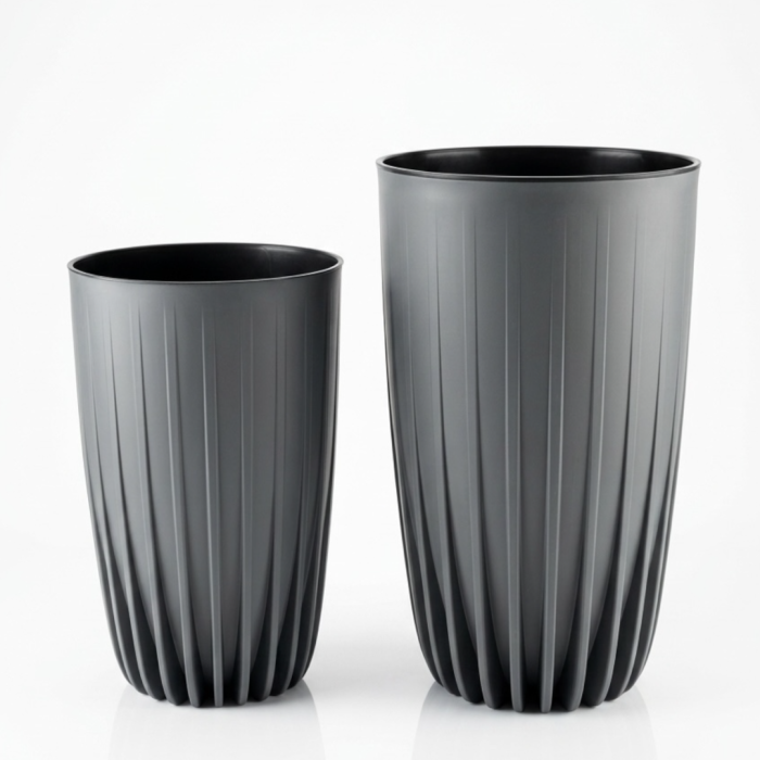 Ghiveci decorativ Lamela Mira Wysoka cu insert interior, 2 dimensiuni - GRI ANTRACIT [3]