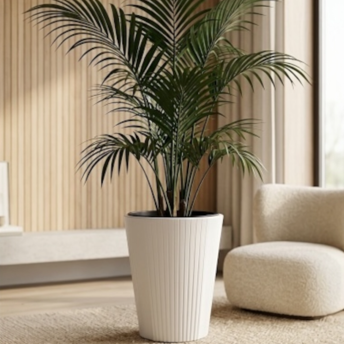 Ghiveci decorativ Lamela Muza cu insert interior, 39 x 39 cm - ALB [2]