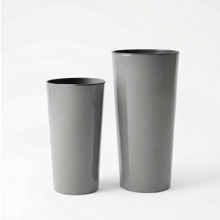 Ghiveci decorativ Lamela Lilia 2 in 1, 3 dimensiuni - GRI ANTRACIT lucios [2]