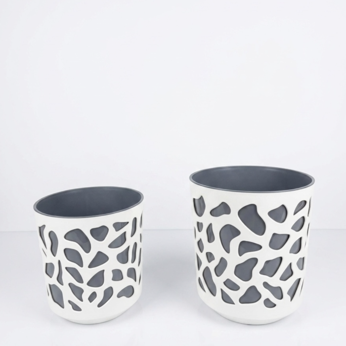 Ghiveci Lamela Duet - set planter - ANTRACIT CU CREM [2]