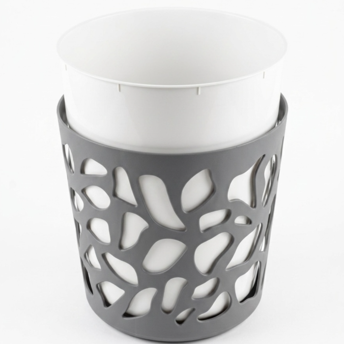 Ghiveci Lamela Duet - set planter - Crem cu Antracit [3]