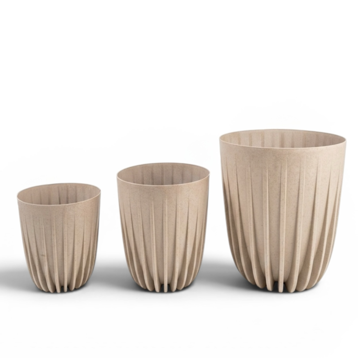 Ghiveci decorativ Lamela Mira, Crem - 3 dimensiuni (25cm / 30 cm / 39cm) [2]