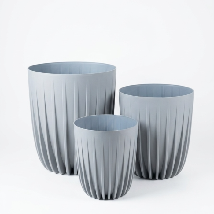 Ghiveci Lamela Mira, Gri - 3 dimensiuni (25cm / 30 cm / 39 cm) [2]