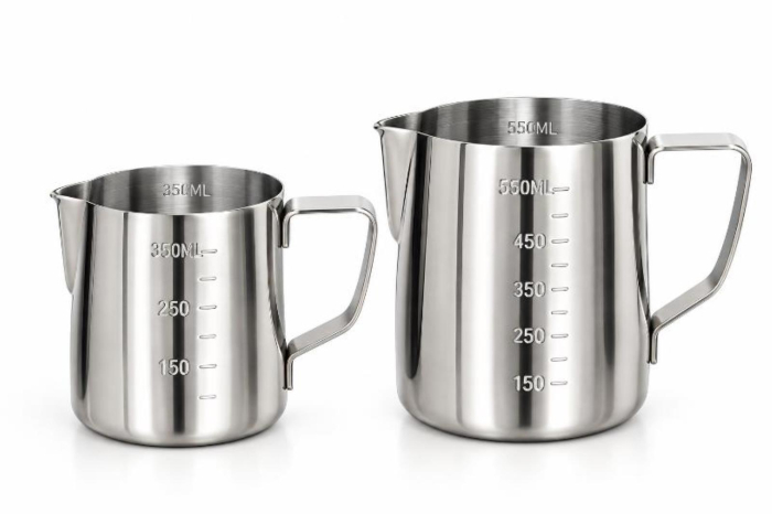 Latiera inox pentru spumarea laptelui, cu gradatii si cioc pentru Latte Art, 350 ml / 550 ml [3]