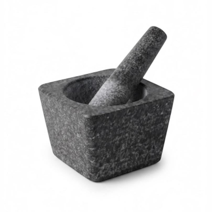 Mojar patrat din granit natural Perfect Home, 16.5 cm, negru [2]