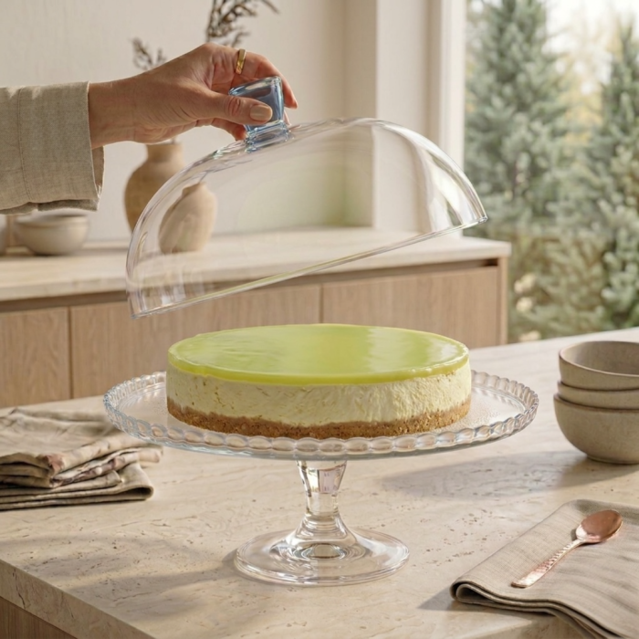Platou cu picior si capac din sticla Patisserie, Pasabahce, diametru 32 cm, inaltime 26 cm [2]