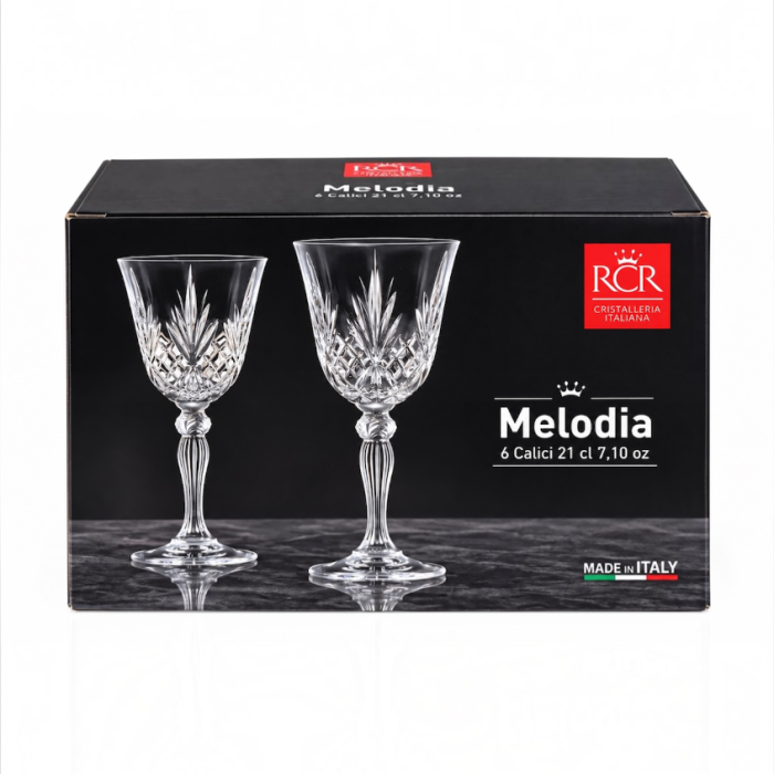 Set 6 pahare cristal RCR Melodia, 210 ml, Made in Italy [3]