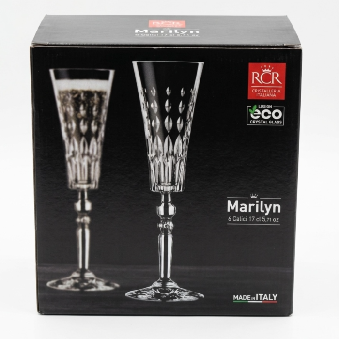 Set 6 pahare de sampanie din cristal Luxion cu picior RCR Marilyn, 170 ml [3]
