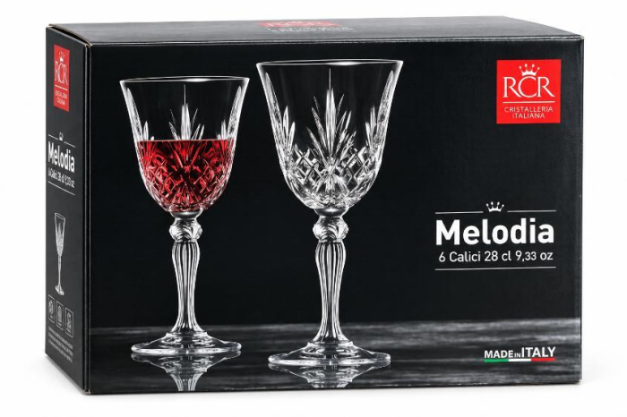 Set 6 pahare vin RCR Melodia, cristal, 280 ml, Made in Italy [3]