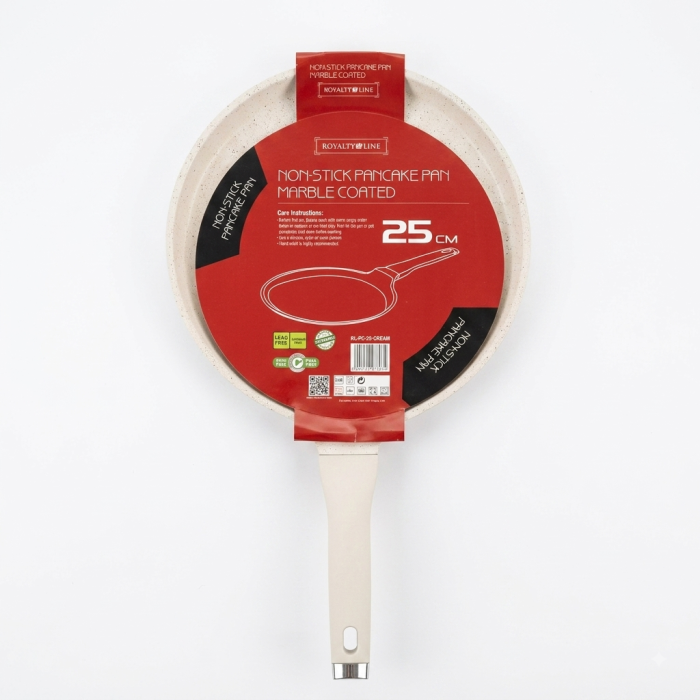 Tigaie pentru clatite Royalty Line, 25 cm, acoperire antiaderenta marmurata, crem [2]