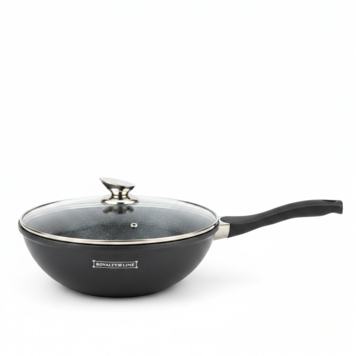 Tigaie Wok cu capac Royalty Line, interior marmura antiaderent gatit rapid si sanatos [2]