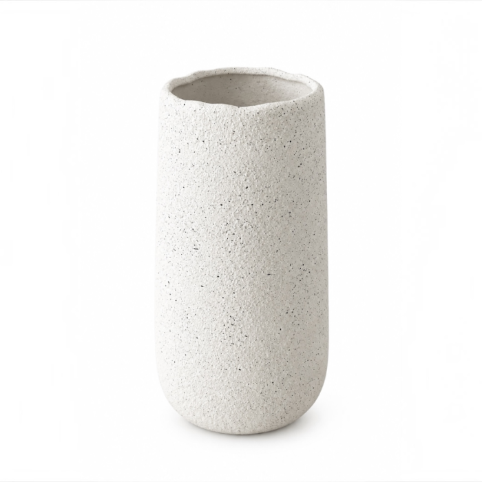 Vaza decorativa alba cu aspect ceramic, 30 cm, design minimalis [2]