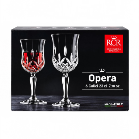 Set 6 pahare vin din cristal RCR OPERA. 230 ml, fabricate in Italia [2]