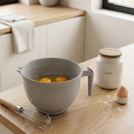 Boluri si strecuratoare - Bol mixer 3L cu maner si cioc pentru turnare Hobby Life Round - Gri