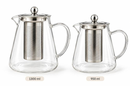 Ceainic din sticla borosilicata cu infuzor si capac inox – 950 ml / 1,3 L [2]