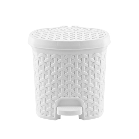 CASA & MENAJ - Cos gunoi cu pedala, HOBBY LIFE Rattan Alb - 3L / 5.5 L / 11.5 L