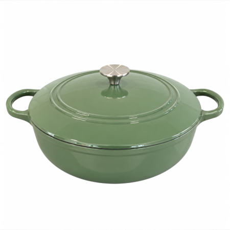 Cratita din fonta emailata cu capac Perfect Home, 31.5 cm, verde [2]