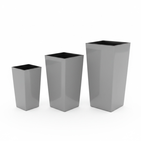 Ghiveci decorativ Lamela Finezja cu insert interior, 3 dimensiuni - GRI ANTRACIT LUCIOS [3]