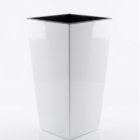 Ghiveci decorativ Lamela Finezja cu insert interior, 3 dimensiuni - ALB LUCIOS [4]