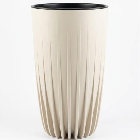 Ghiveci decorativ Lamela Mira Wysoka cu insert interior, 2 dimensiuni - Bej [1]