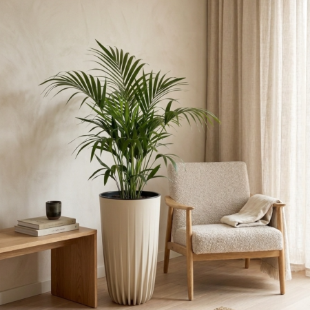 Ghivece flori - Ghiveci decorativ Lamela Mira Wysoka cu insert interior, 2 dimensiuni - Bej